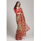 GORGEOUS RED AND BEIGE GEORGETTE INDIAN SAREE