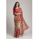 GORGEOUS RED AND BEIGE GEORGETTE INDIAN SAREE