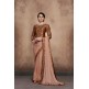 ZACS-605 BEIGE BEAUTIFUL BROCADE BLOUSE INDIAN PARTY WEAR SAREE