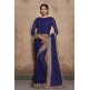 ZACS-603 NAVY BLUE THREAD WORK AND DIAMANTE EMBROIDERED INDIAN TRADITIONAL SAREE