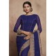 ZACS-603 NAVY BLUE THREAD WORK AND DIAMANTE EMBROIDERED INDIAN TRADITIONAL SAREE