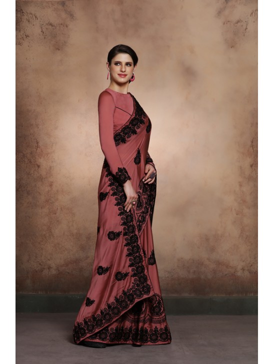 ZACS-601 DUSTY PINK SARIN DESIGNER READY MADE INDIAN SAREE