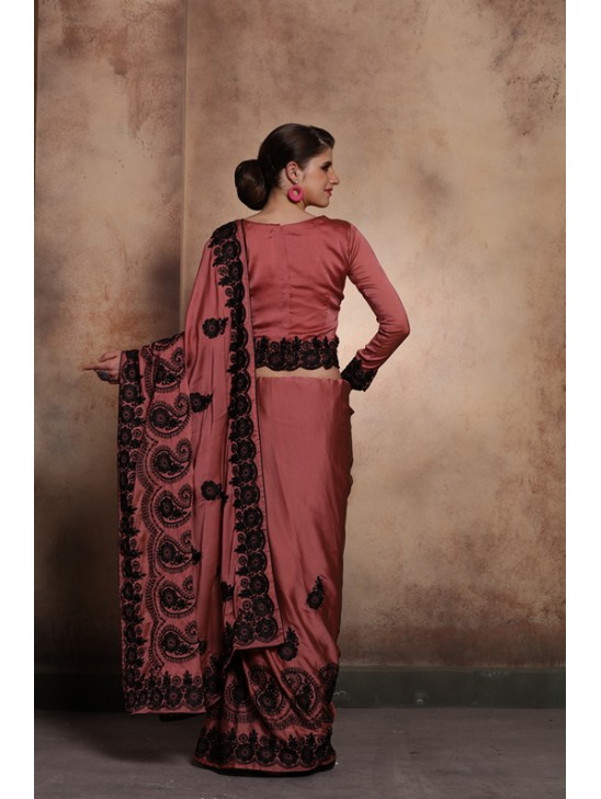 ZACS-601 DUSTY PINK SARIN DESIGNER READY MADE INDIAN SAREE