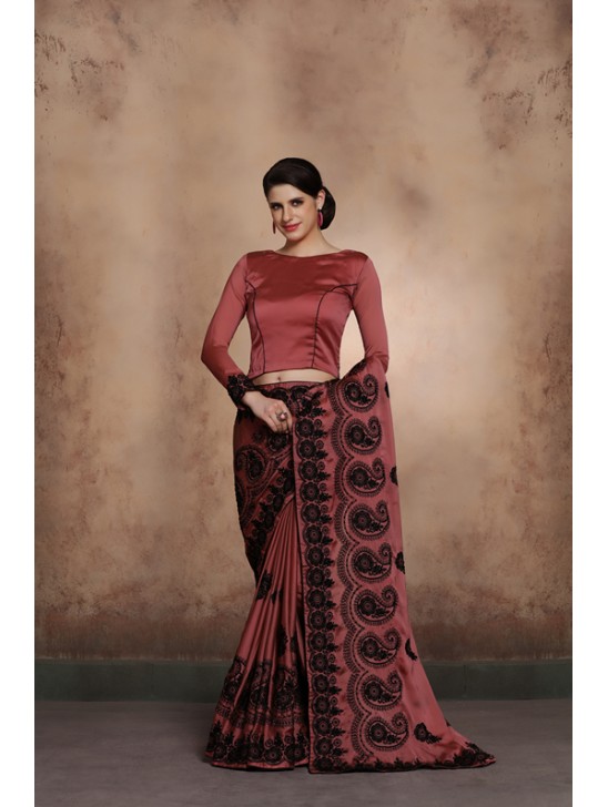 ZACS-601 DUSTY PINK SARIN DESIGNER READY MADE INDIAN SAREE