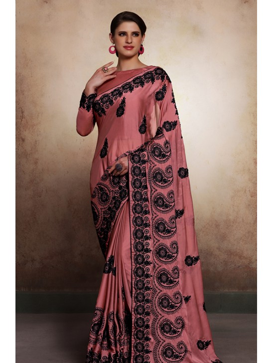 ZACS-601 DUSTY PINK SARIN DESIGNER READY MADE INDIAN SAREE