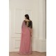 ZACS-610 PINK AND BLACK CONTRAST MATCHING BLOUSE READY MADE SAREE