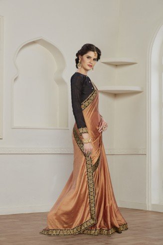 ZACS-607 COPPER SIMPLY ELEGANT PARTY WEAR READY MADE TRADITIONAL INDIAN SAREE