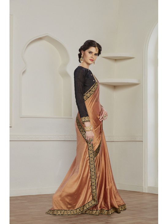 ZACS-607 COPPER SIMPLY ELEGANT PARTY WEAR READY MADE TRADITIONAL INDIAN SAREE