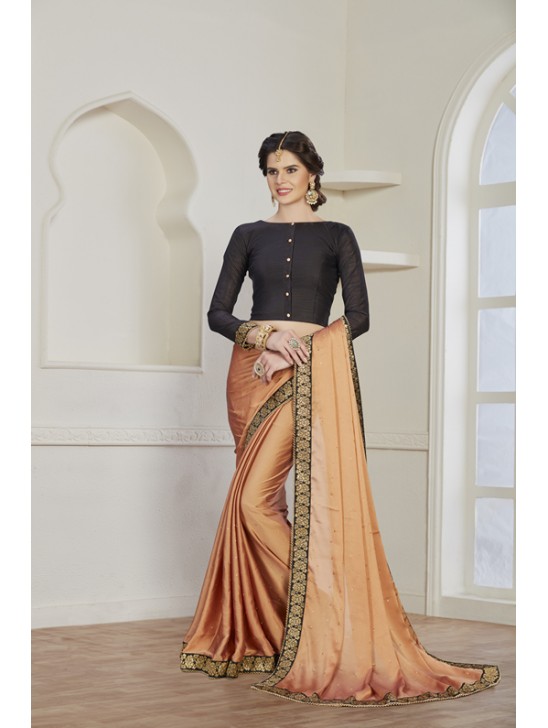 ZACS-607 COPPER SIMPLY ELEGANT PARTY WEAR READY MADE TRADITIONAL INDIAN SAREE