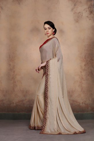 ZACS-606 ALMOST MAUVE GEORGETTE SHIMMER INDIAN STYLISH SAREE
