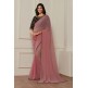 ZACS-610 PINK AND BLACK CONTRAST MATCHING BLOUSE READY MADE SAREE