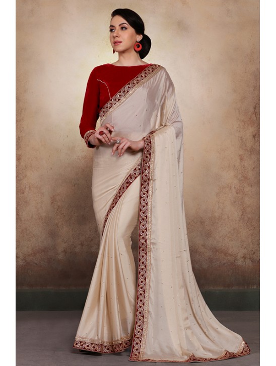 ZACS-606 ALMOST MAUVE GEORGETTE SHIMMER INDIAN STYLISH SAREE