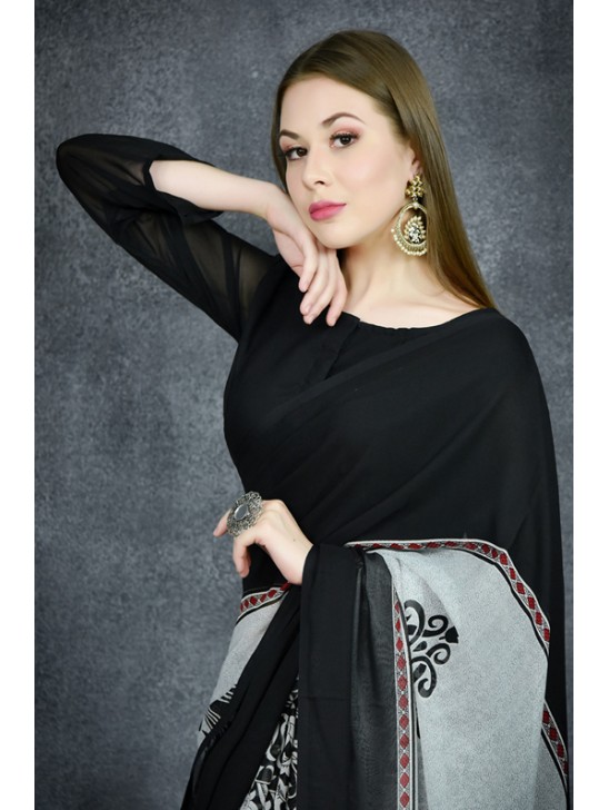 Black & White Versatile Printed Indian Saree