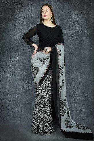 Black & White Versatile Printed Indian Saree