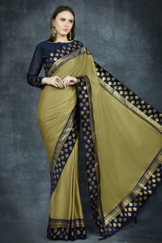 Military Olive & Navy Blue Indian Party Saree
