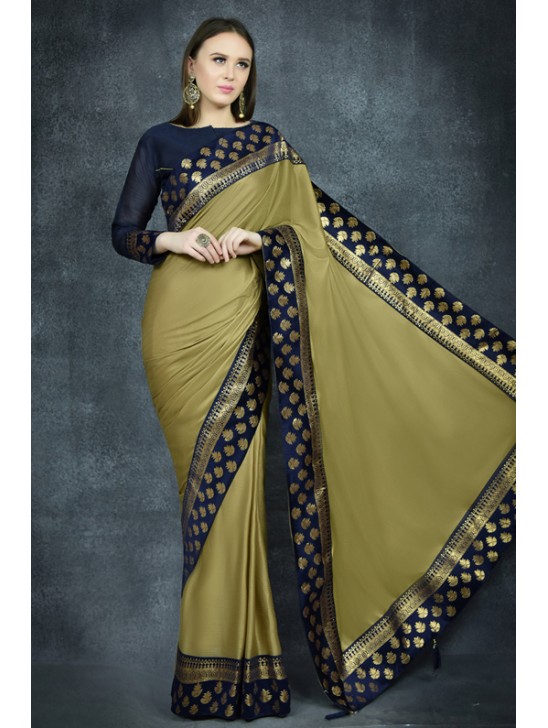 Military Olive & Navy Blue Indian Party Saree