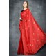 Flame Scarlet Red & Navy Blue Embroidered Ethnic Wear Saree