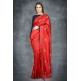 Flame Scarlet Red & Navy Blue Embroidered Ethnic Wear Saree