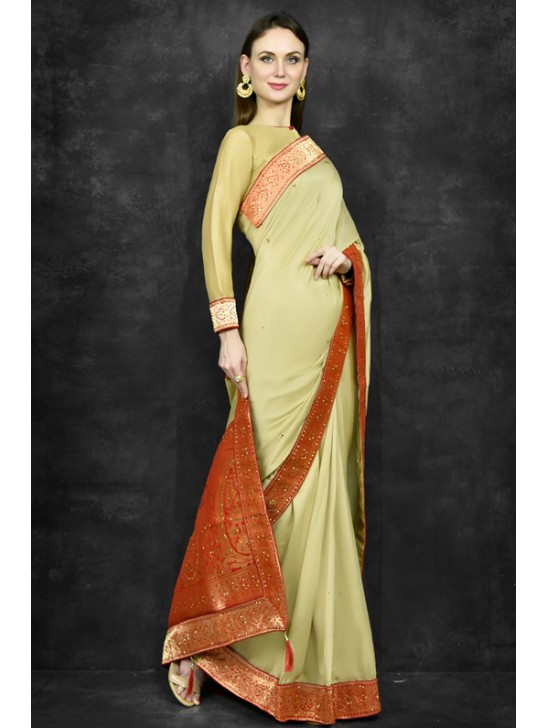 Green Sheen Banarsi Indian Stylish Saree