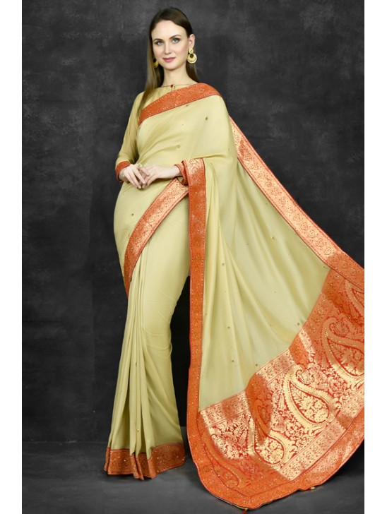 Green Sheen Banarsi Indian Stylish Saree