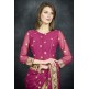 Magenta Purple Golden Embroidered Border Designer Saree