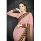 Rose Tan Border Embroidered Desi Party Wear Saree