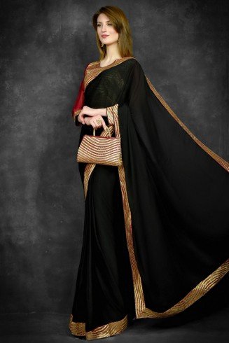 Fantastic Black Bodice Blouse Saree