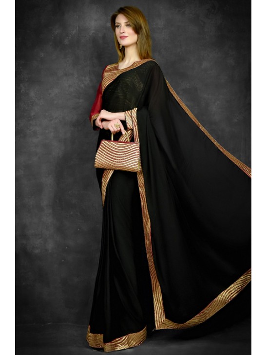 Fantastic Black Bodice Blouse Saree