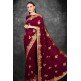 Fired Brick Maroon Party Wear Embroidered Saree