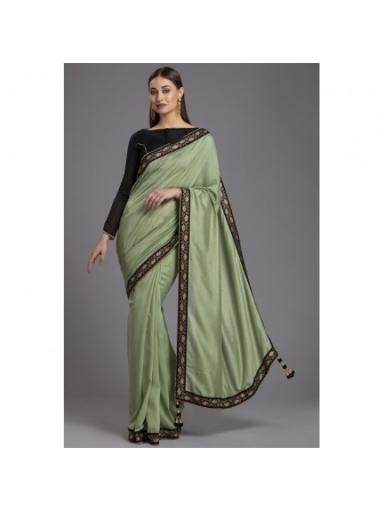 ZACS-47 BISCAY GREEN CLASSIC BLUE BROCADE GOLD MOTIF SAREE