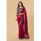 ZACS-700 RED GEORGETTE SAREE WITH BROCADE BLOUSE