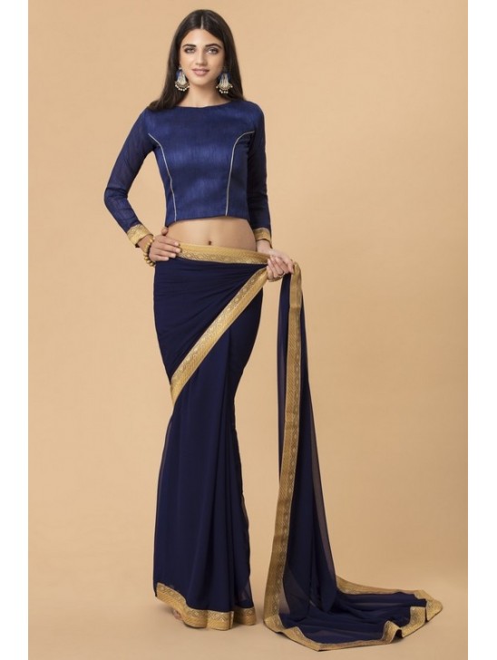 ZACS-704 NAVY BLUE INDIAN FORMAL SAREE