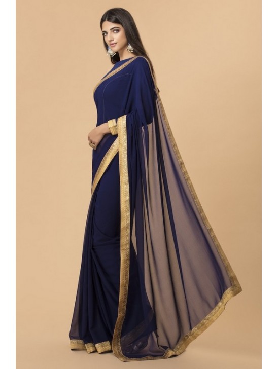 ZACS-704 NAVY BLUE INDIAN FORMAL SAREE