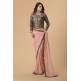 ZACS-703 PEACH GEORGETTE BROCADE BORDER INDIAN PARTY WEAR SAREE