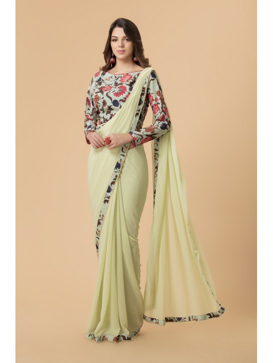 ZACS-702 MINT PRINTED DESIGNER READY MADE SAREE