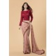 zACS-711 PEACH AND RED GEORGETTE OCCASION WEAR INDIAN SAREE