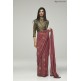 ROSE PINK DESIGNER SAREE WITH BLACK GOLD BROCADE BLOUSE