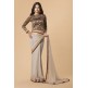 ZACS-719 SILVER GREY PARTY WEAR BROCADE BLOUSE SAREE