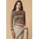 ZACS-719 SILVER GREY PARTY WEAR BROCADE BLOUSE SAREE