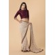 ZACS-51 BEIGE MAROON DESIGNER PARTY SARI