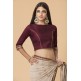 ZACS-51 BEIGE MAROON DESIGNER PARTY SARI