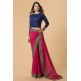 ZACS-716 RANI PINK AND NAVY BLUE BLOUSE BOLLYWOOD STYLE READY MADE SAREE