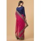 ZACS-716 RANI PINK AND NAVY BLUE BLOUSE BOLLYWOOD STYLE READY MADE SAREE