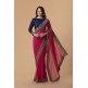 ZACS-716 RANI PINK AND NAVY BLUE BLOUSE BOLLYWOOD STYLE READY MADE SAREE