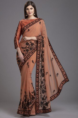 ZAC-875 DUSKY PINK CLASSIC INDIAN STYLE SAREE