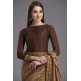 ZACS-772 BROWN GEORGETTE PARTY WEAR INDIAN READYMADE SAREE