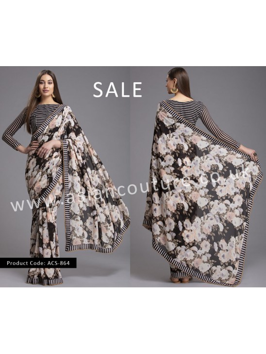 LUXURY NEW FLORAL PRINTED DESIGNER SAREE