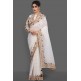 BRILLIANT WHITE NEW JACKET STYLE FESTIVE SAREE