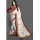 BRILLIANT WHITE & MAROON EMBROIDERED BLOUSE PAKISTANI WEDDING SAREE