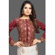 BRILLIANT WHITE & MAROON EMBROIDERED BLOUSE PAKISTANI WEDDING SAREE